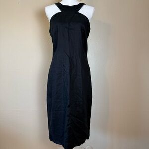 Lauren Ralph Lauren Black Halter-Neck Midi Linen Dress